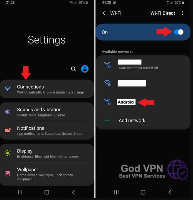 اشتراک گذاری VPN در اندروید